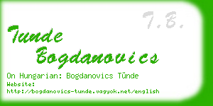 tunde bogdanovics business card